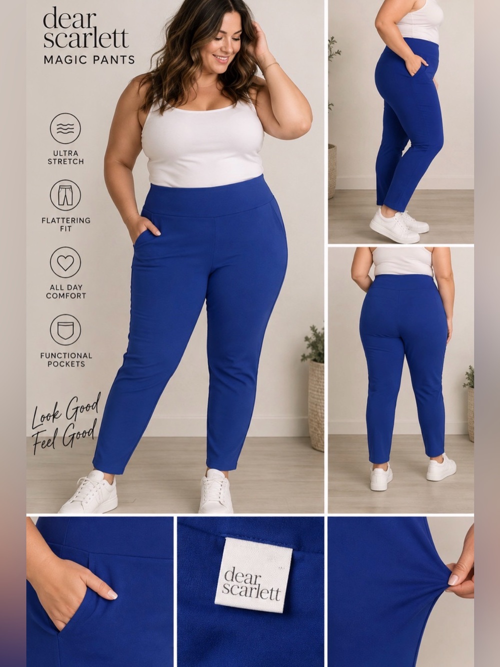 Dear Scarlett Royal Blue Ankle-Length Magic Pants